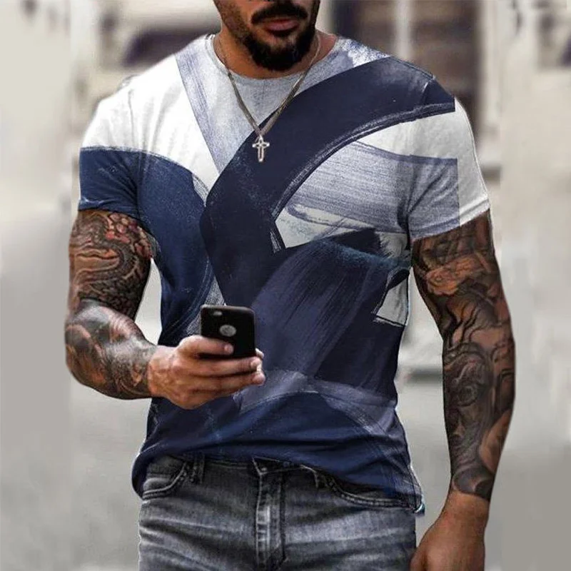 Camiseta informal para hombre, camisa de manga corta a la moda urbana, estampado 3D Harajuku, camiseta nueva con cuello redondo que combina con