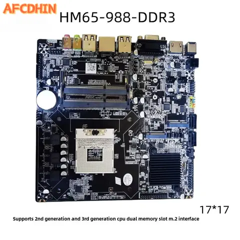ITX Industrial Motherboards HM65 Dual Channel  DDR3 Mini Board PGA988 Second and Third Generations CPU Integrated Motherboard