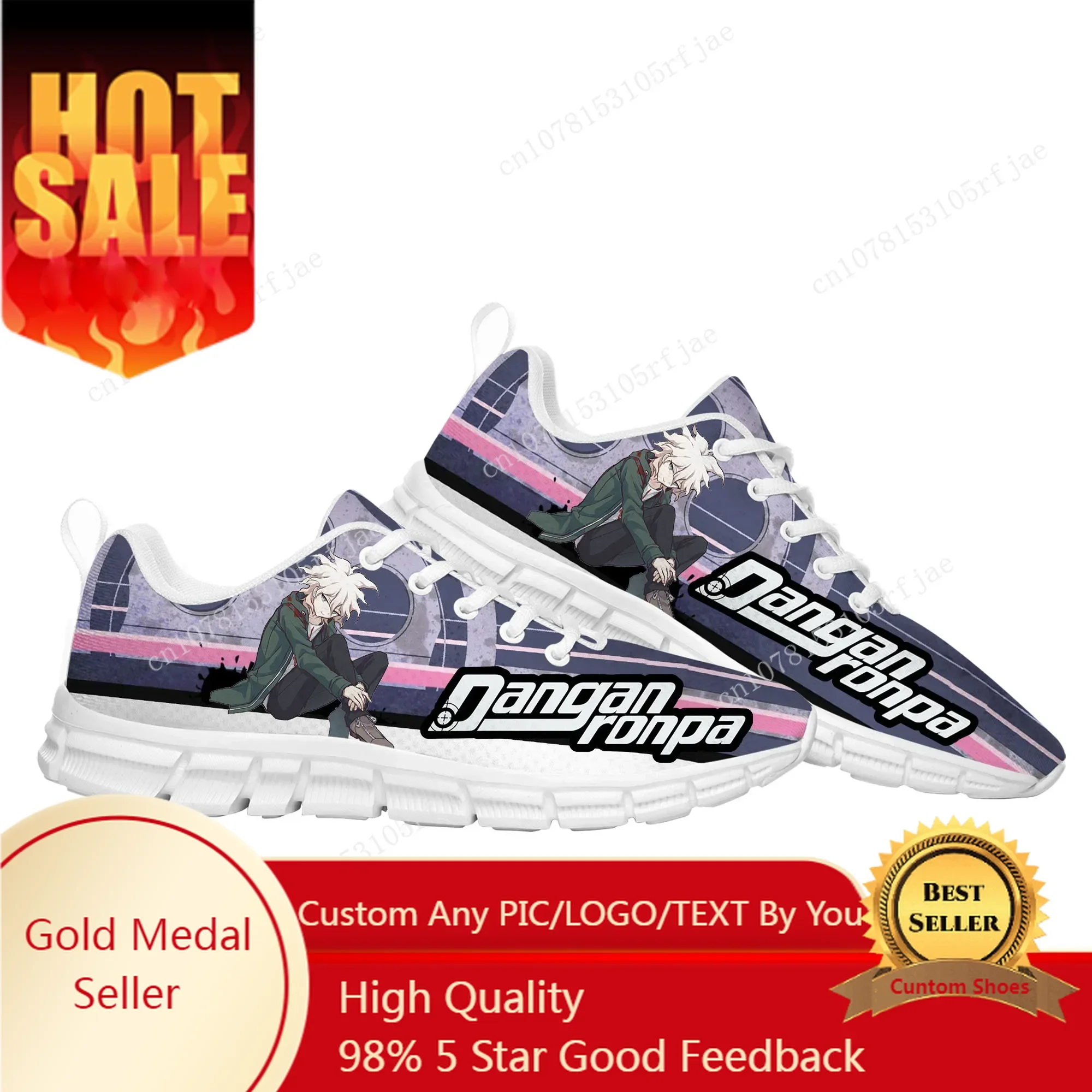

Cartoon Game Danganronpa Komaeda Sports Shoes Mens Womens Sneaker Tailor Made Couple Built Shoes