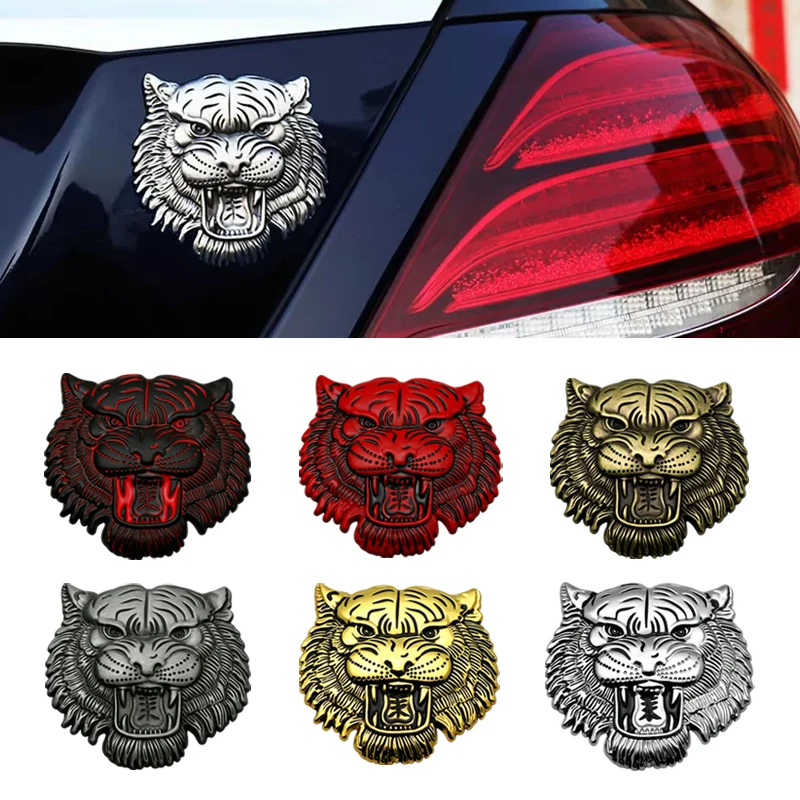 

3D Metal Tiger Head Totem Emblem Car Stickers Metal Animal Totem Rear Trunk Body Car Badge Stickers Decal Accessories