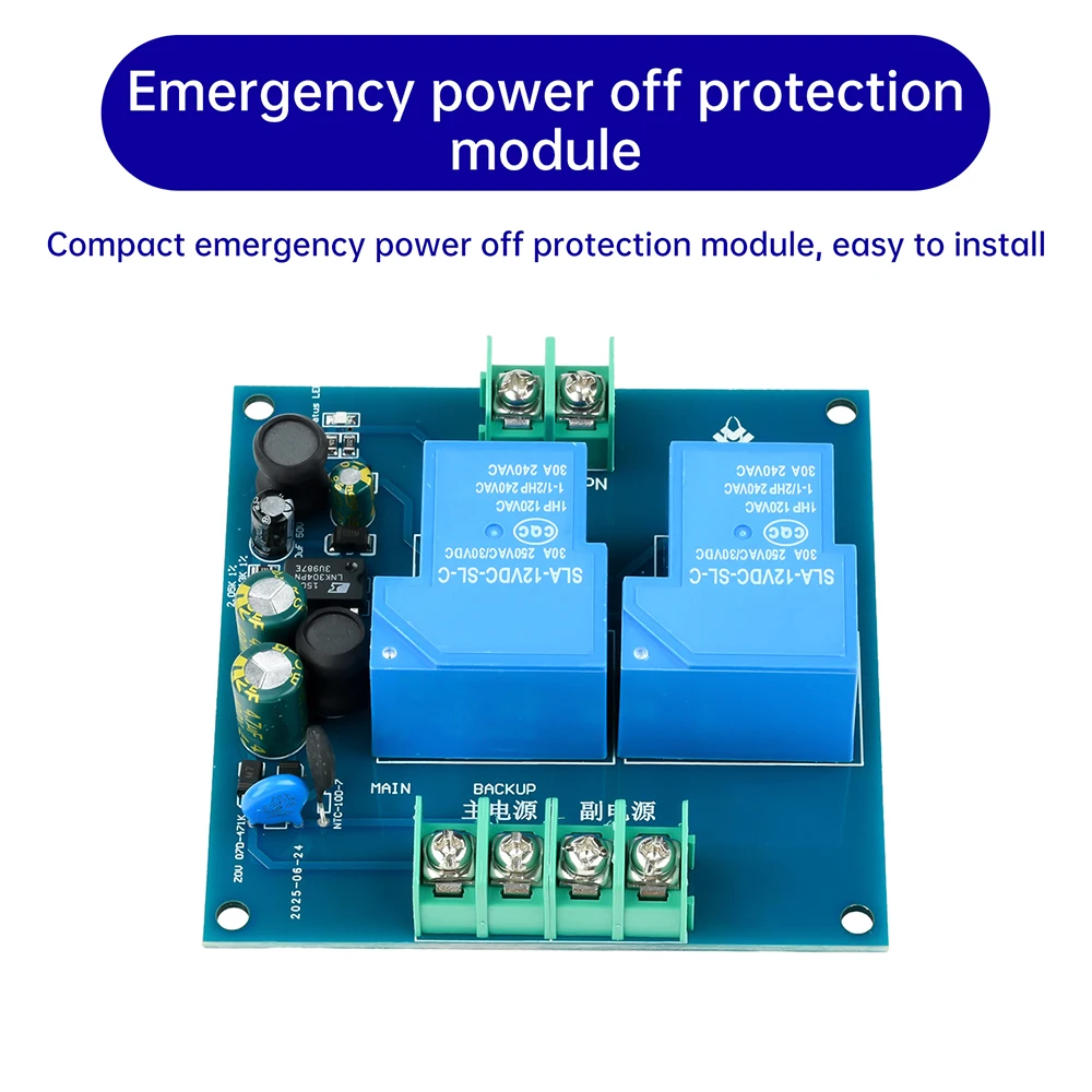 

2-канальный модуль автоматического выключателя питания AC90-220V 30A с двойным входом, переключатель питания, плата передачи, аварийный резервный источник питания