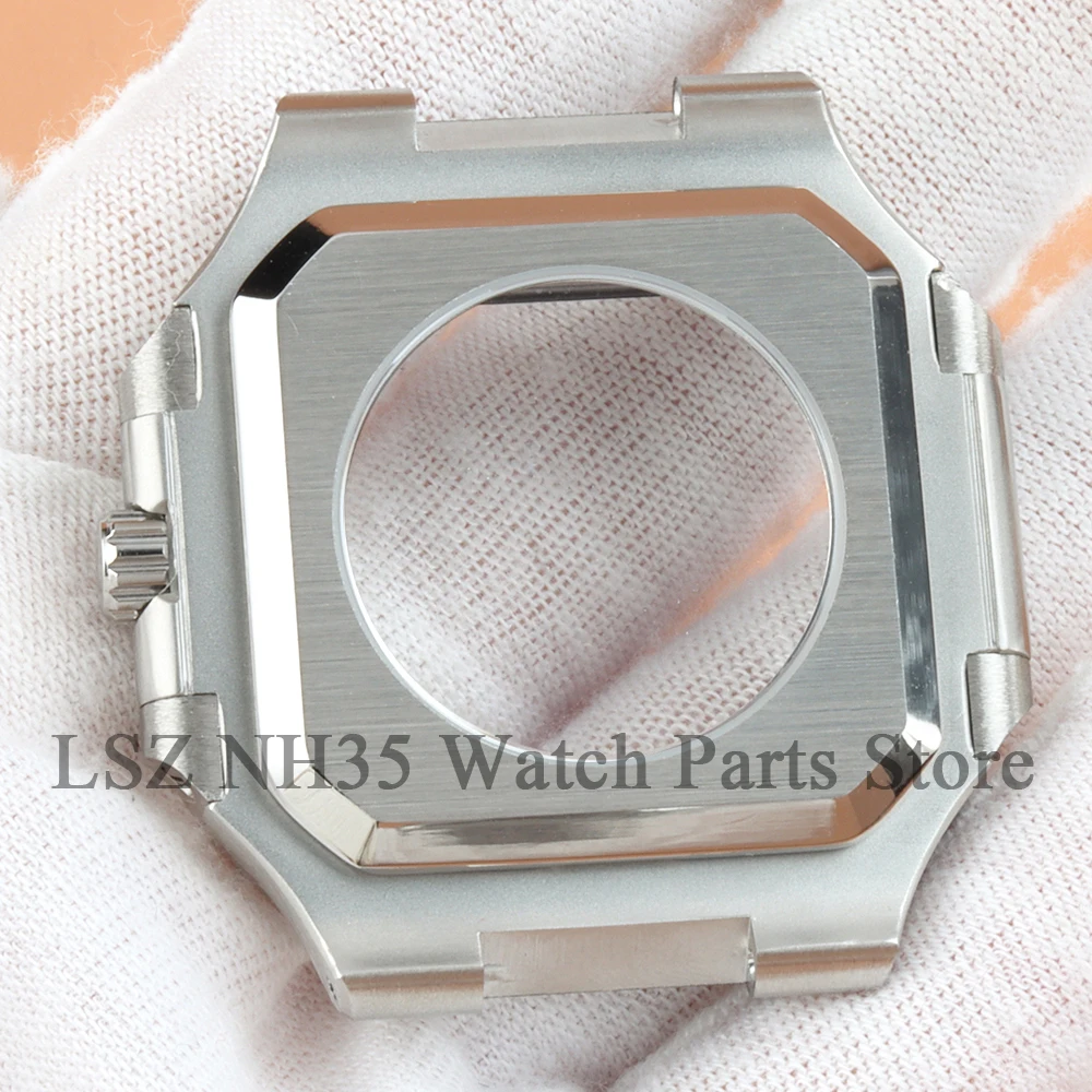 38 مللي متر مع سوار الفولاذ المقاوم للصدأ لحركة NH35 NH36 NH38 29.5 مللي متر الهاتفي الياقوت الزجاج كابيتوس ساعة اكسسوارات