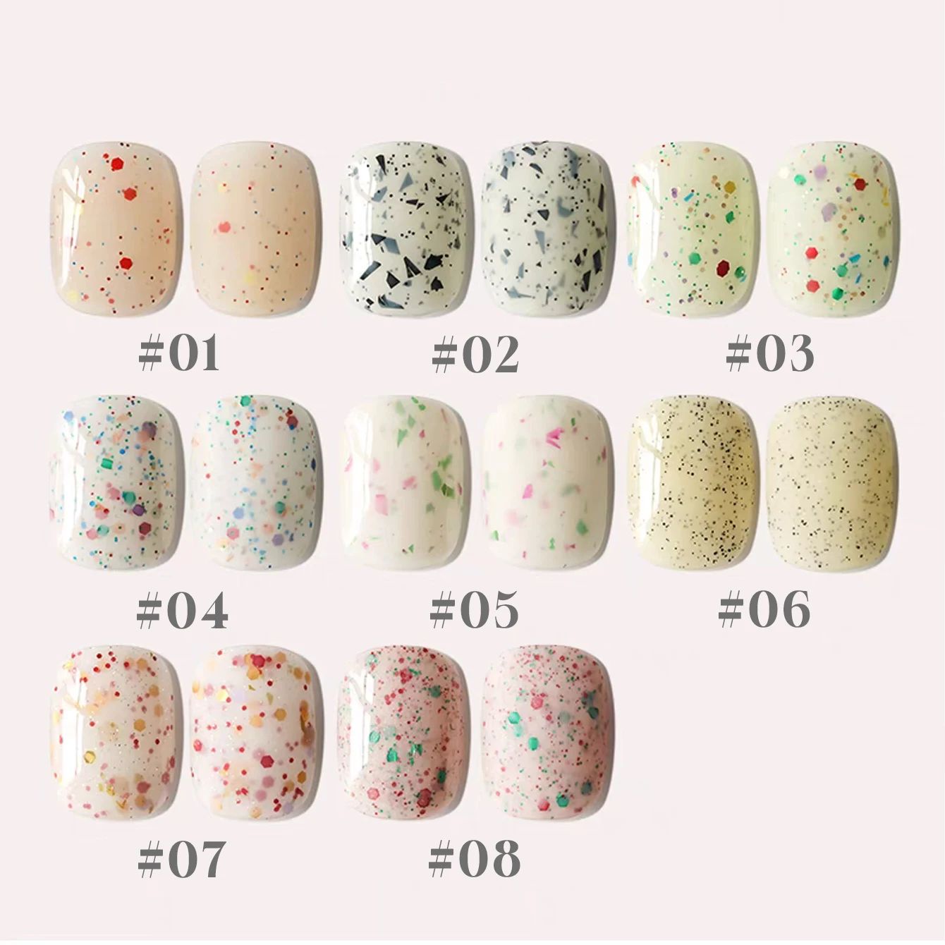 1/8PCS 2025 New Cheese&Ice Cream Glitter Gel Polish-Multipurpose Sparkle, Summer Nail Supplies for Party/Wedding/Daily Nails Art