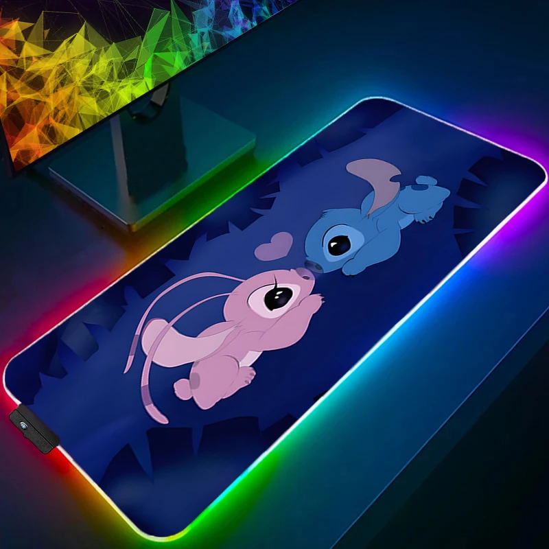 لوحة ماوس ألعاب بإضاءة خلفية LED حافة بيضاء غرزة ألعاب الكمبيوتر المحمول لوحة مفاتيح السجاد الماوس حصيرة RGB سجادة طاولة مطاطية غير قابلة للانزلاق