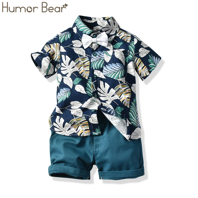 Toddler Baby Boy Summer Outfits Short Sleeve Button Down Print Shirt with Shorts 2PCS Hawaiian Clothes