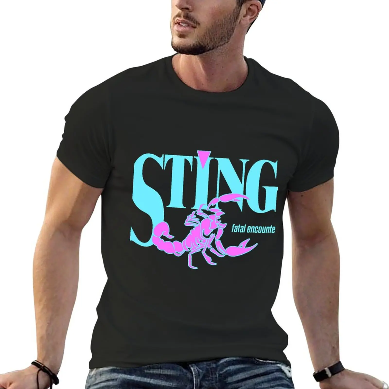 STING - Fatal Encounter Retro 90's Design T-Shirt summer clothes graphic t shirts men workout shirt