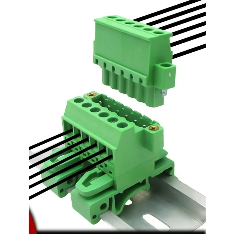 5Sets JM2EDG-UVKM-5.08mm Rail Type 35mm  Terminal Blocks KAM Flanged Rail with Ears Solder Free, Plugs and Sockets