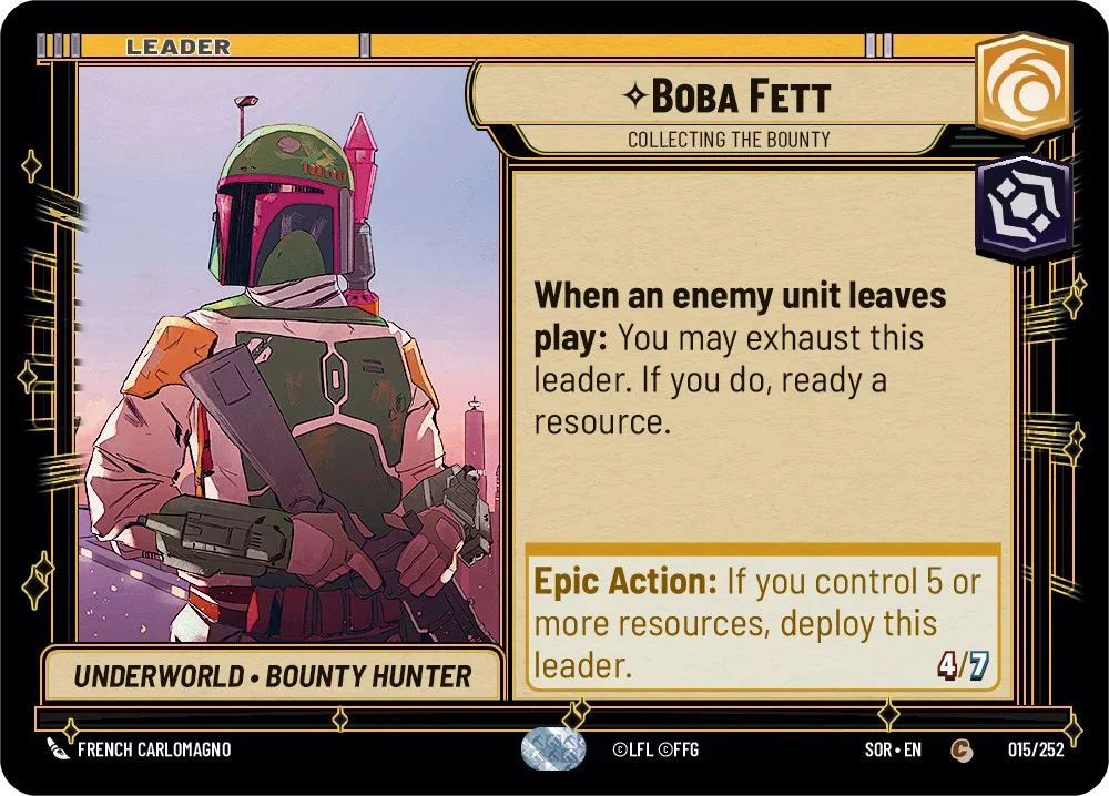 Custom Hot Decks Star Wars Unlimited Cards Twilight of The Republic Boba Fett Energy Conversion Lab Booster Game Collection Card