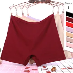 Women's Boxer Briefs Cotton Block Antibacterial High Waist No Trace Large Size Four Corner Panties Flush Legs Flat Foot Shorts