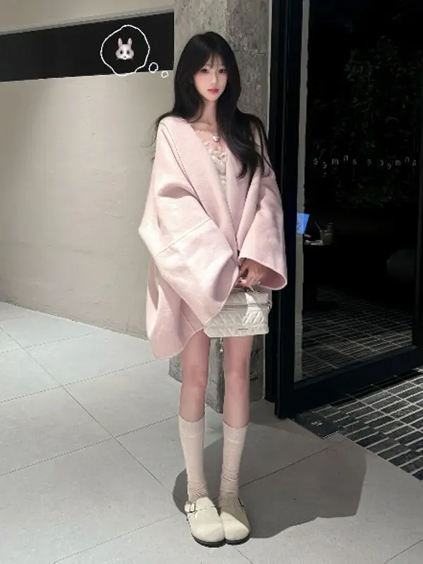 

Корейское двустороннее шерстяное пальто, женская модная свободная верхняя одежда, зимний сезон, модная верхняя одежда для век