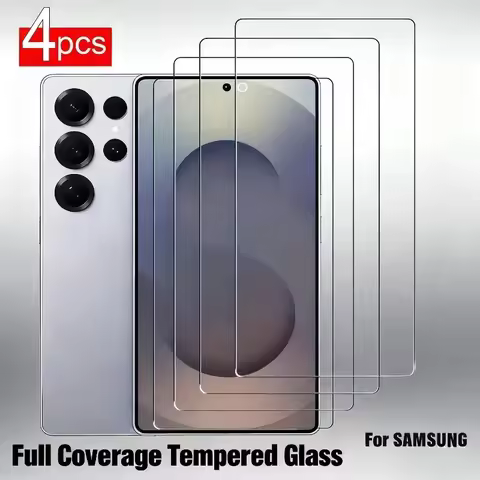 4Pcs Tempered Glass Easy Installation Dust-Proof For Samsung Galaxy S25 S24 Ultra S24 S23 S22 S21 Plus S25 S24 FE Glass Film
