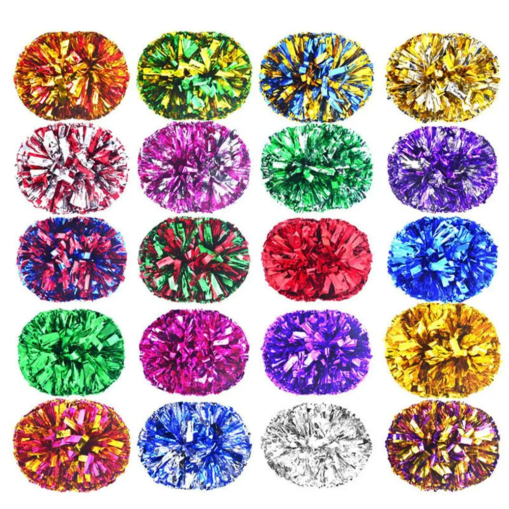 28cm Double Hole Finger Ring Style Cheerleader Pom Poms Metallic Streamer Club Sport Supplies Dance Party Decorator Tools