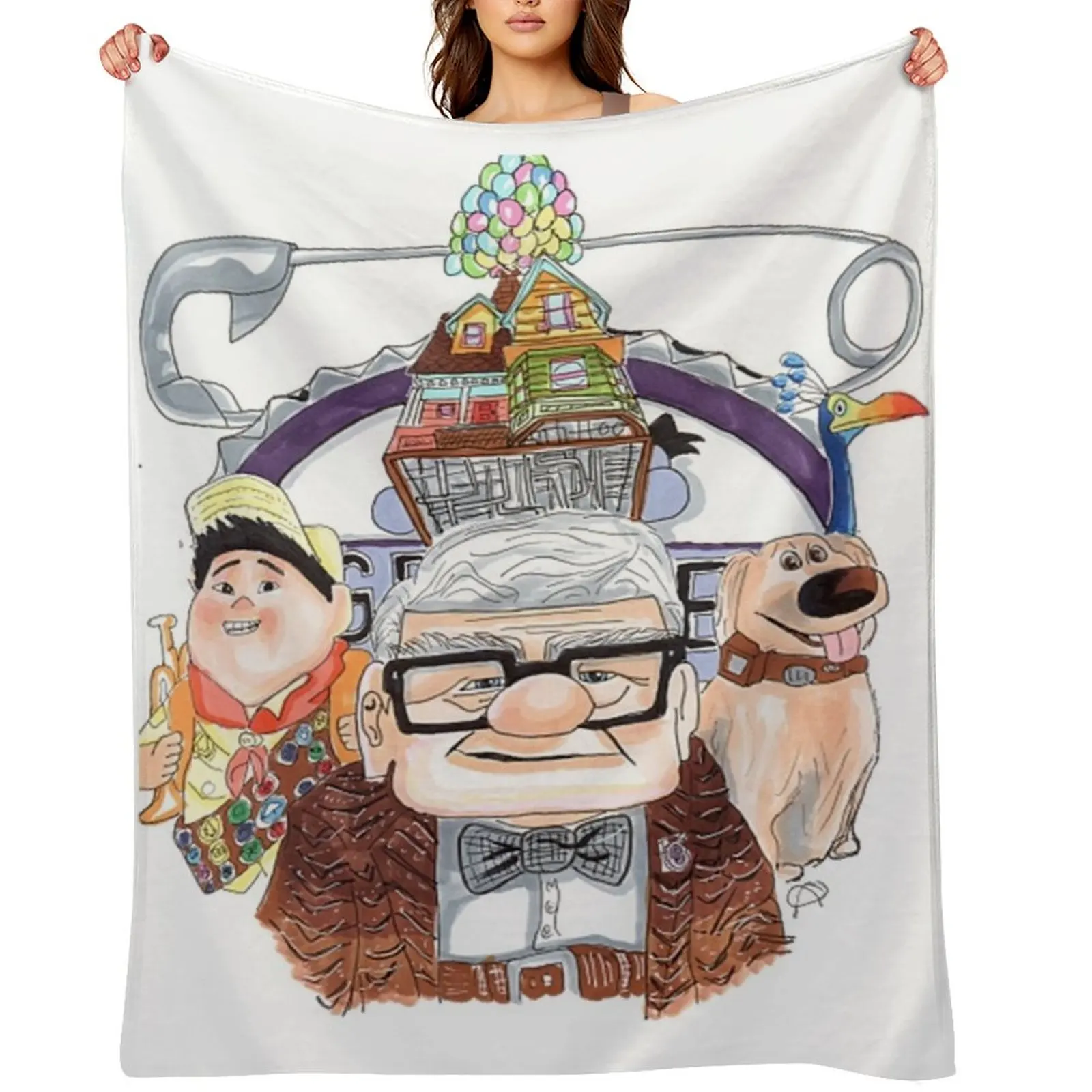 

Up adventure poster Throw Blanket Luxury Brand Warm Picnic manga Blankets