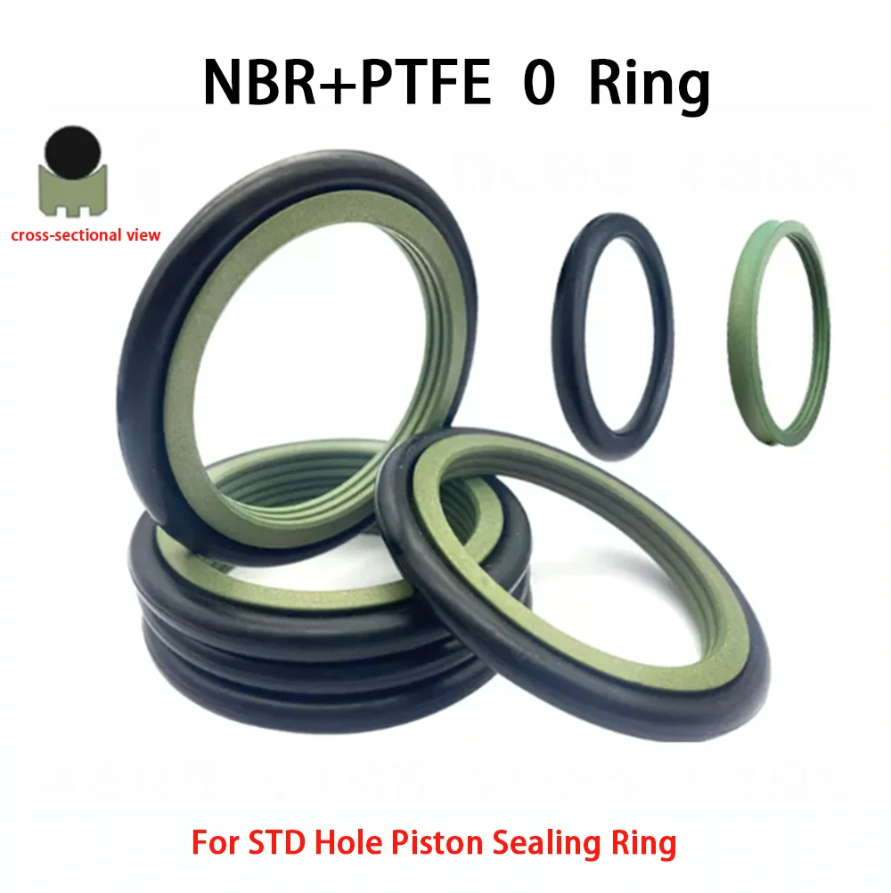 1Pcs STD RS ID 20-60mm NBR Rubber Hydraulic Combined Joint Gasket Sealing O Ring Single Acting Rod Piston Seal Wear-Resistant