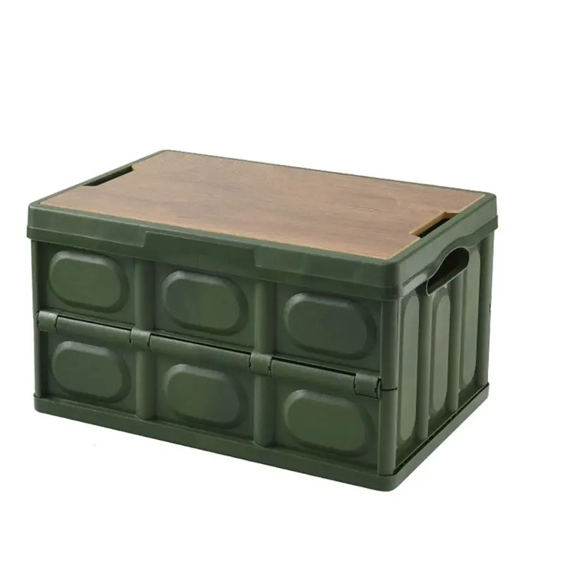 

[CLOS] 55L Портативный деревянный чехол большой емкости PP Складной ящик для хранения туристического снаряжения На открытом воздухе Ящик для инструментов для путешествий Темно-зеленый