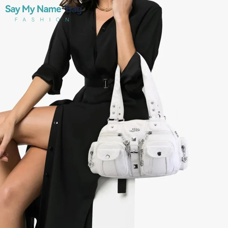 

New Women Small Handbags Soft Messenger Satchel Top-handle Handbag PU Shoulder Bag Dumpling Pack Multi-pockets Shoulder Bags