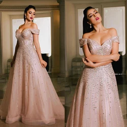 Classic Celebrity Dresses For Women Sequins Sweetheart Skirt Slim Fit Off-Shoulder Sleeveless Dress Party Gown