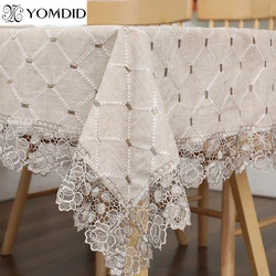 YOMDID-Nappe en dentelle brodée de fleurs en coton pour la décoration de la maison, décor de salle de mariage, couverture de table à carreaux pour gril, décoration de Noël