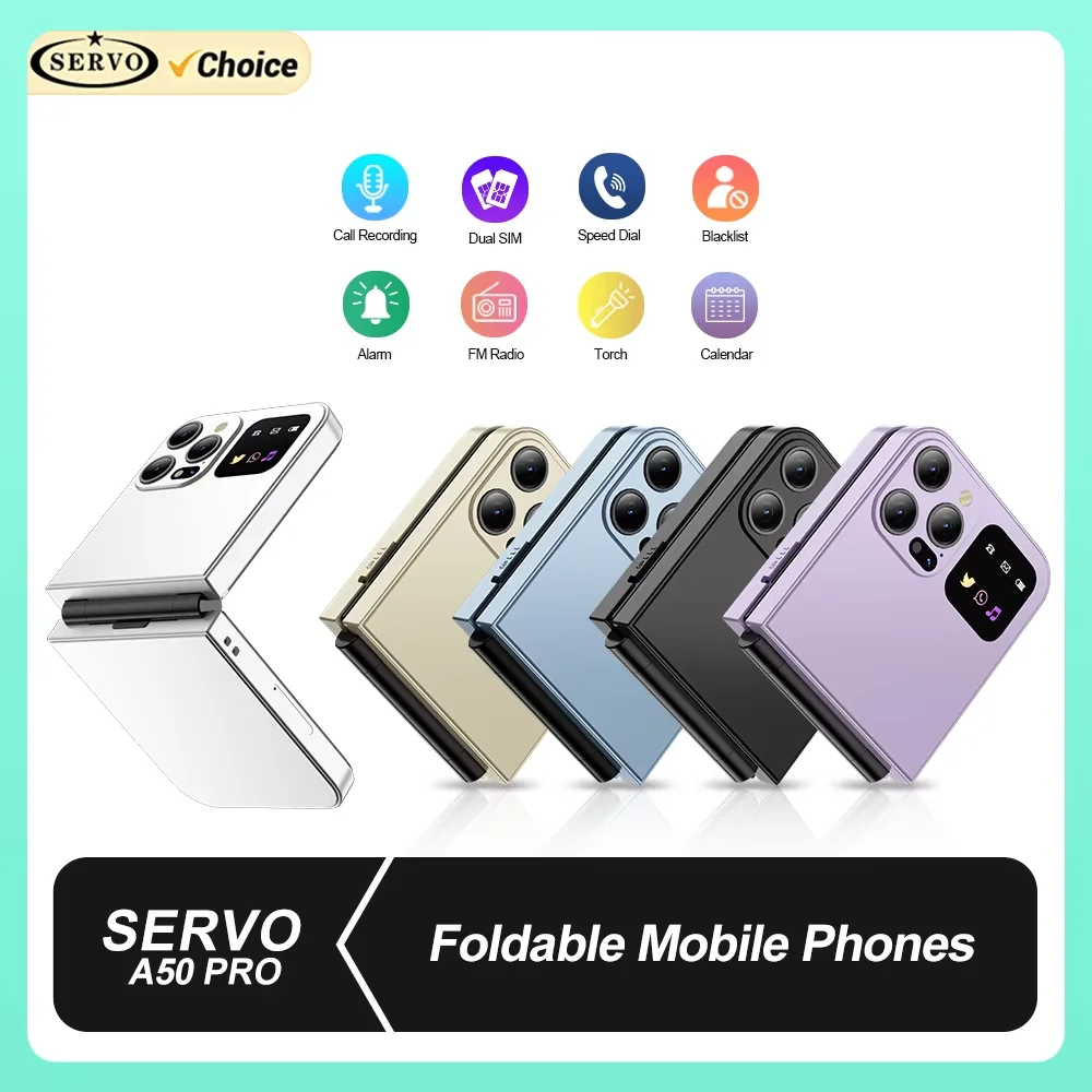 SERVO A50 PRO Flip Mobile Phone 2 SIM Standby Speed Dial Call Recording Blacklist Flashlight 2.4