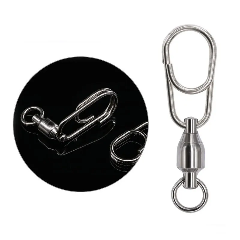 Stainless Steel Fishing Ball Bearing Swivel Solid Rings Connector 20pcs Freshwater Saltwater Fishing for Trolling Bait Lure