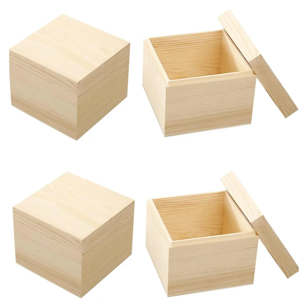 Wooden Box Pine Upper Lower Lid Storage Box Jewelry Collection Box Wood Gift Box Handmade Craft Home Case Box