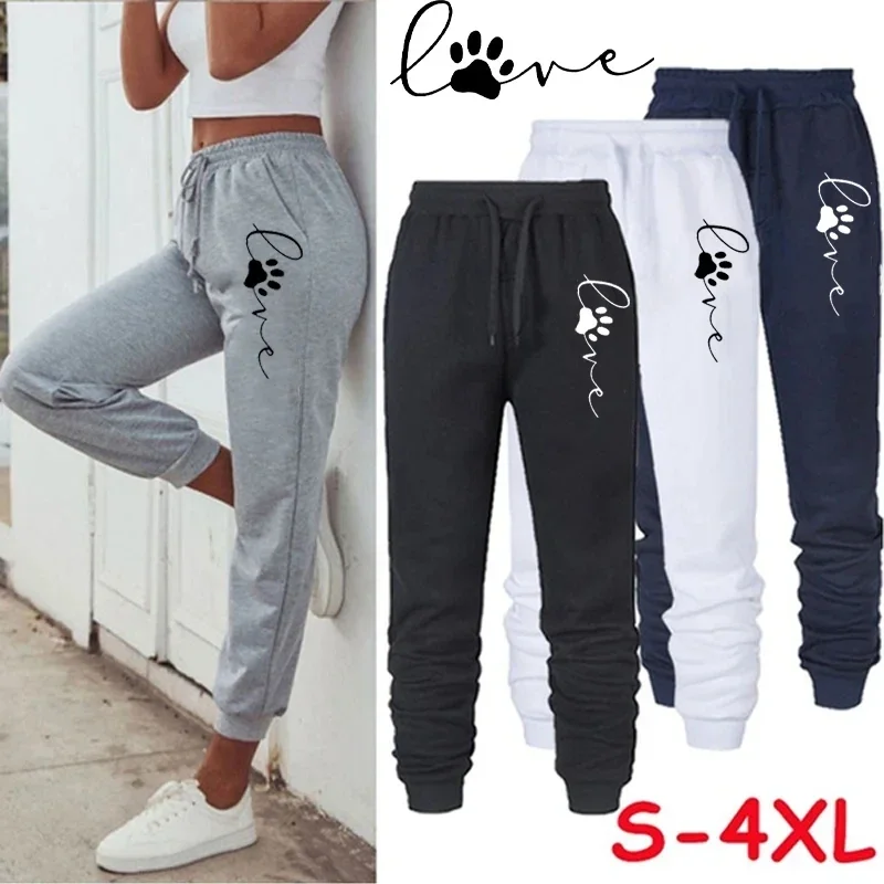 Women Cat Paw Daily Printed Sweatpants High Quality Cotton Long Pants Jogger Trousers Outdoor Casual Fitness Jogging Pants