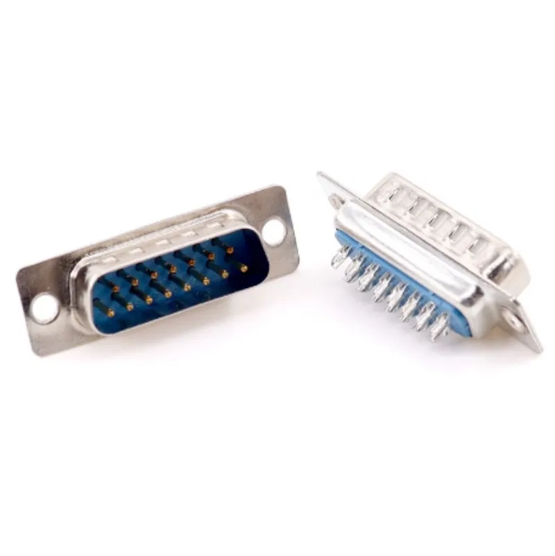 10 Uds DB15 RS232 2 filas 15 pines hembra macho conector tipo soldadura adaptador de puerto serie de montaje recto DB15