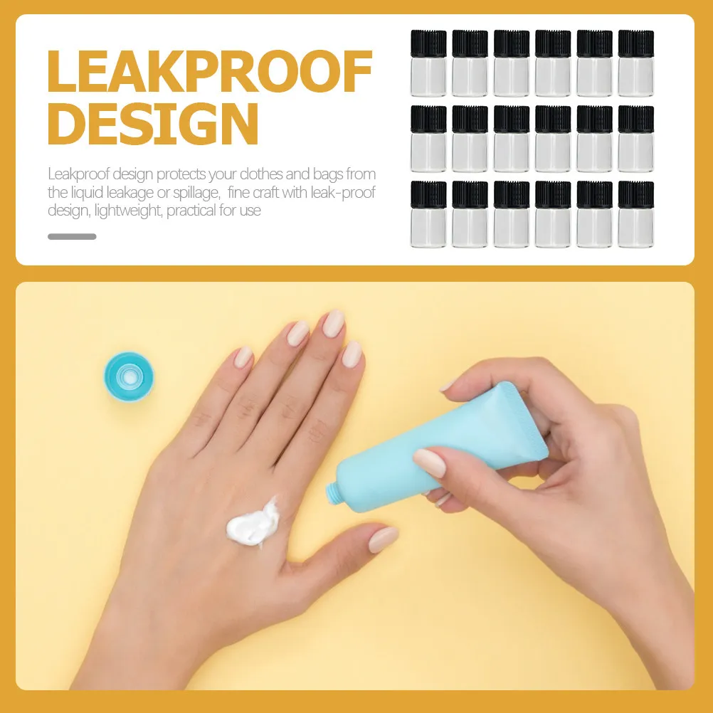 

50Pcs Refillable Cosmetics Bottle Leakproof Transparent Glass Travel Bottles Sub-Packing Bottle Empty for Essential Oils Lotion