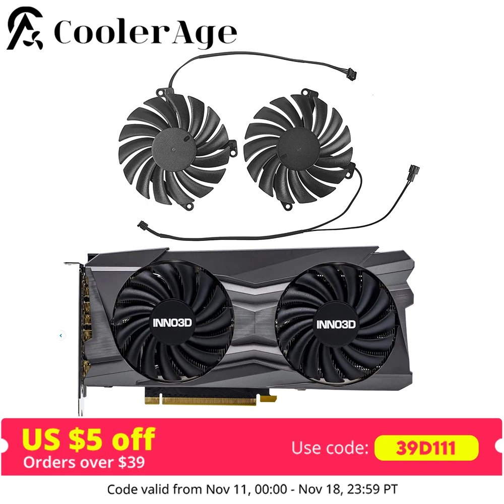 Video Card Fan Replacement For INNO3D GeForce RTX 3070 TWIN X2 OC 85MM CF-12915S  RTX3070 Graphics Card Cooling Fan