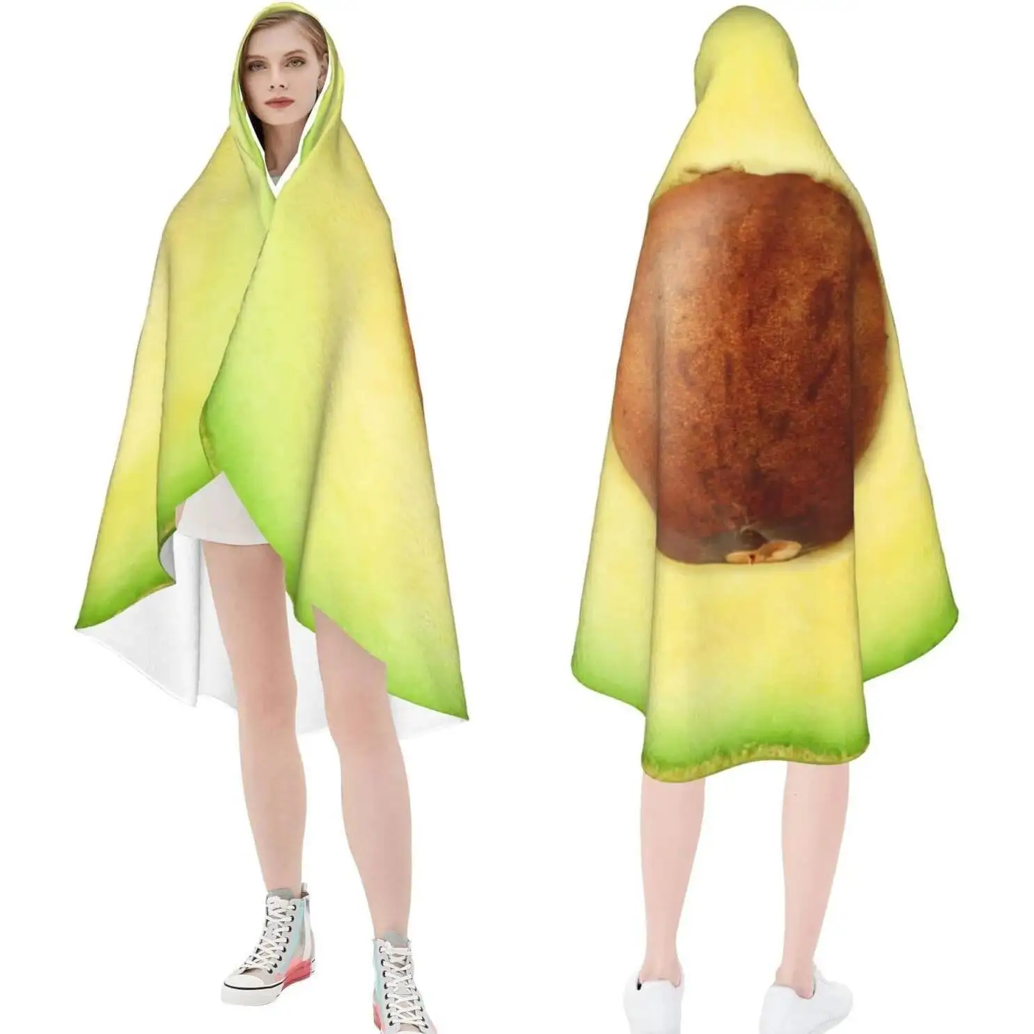 Customized avocado fruit lightweight circular flannel blanket, children's Father and Mother's Day Christmas birthday gift