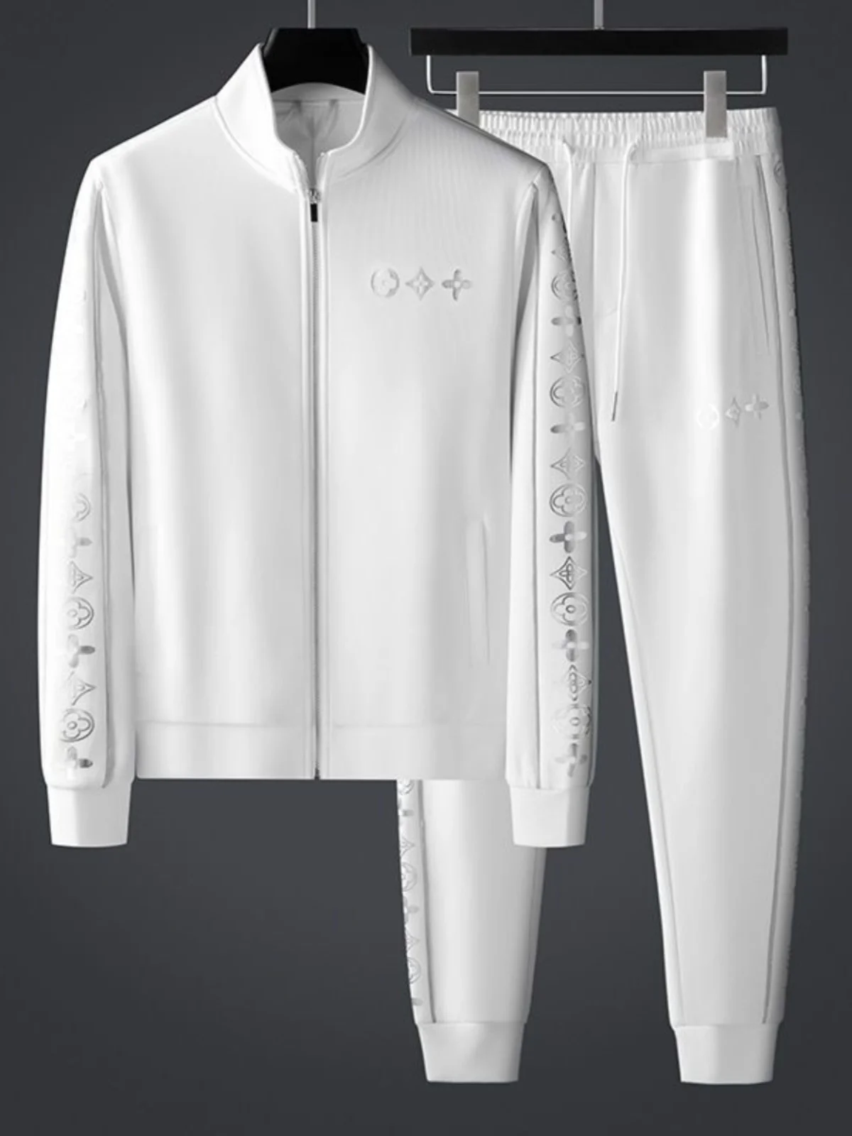 

Легкая роскошная элитная повседневная куртка, спортивный костюм, мужская осенняя модная куртка с воротником-стойкой и принтом, комплект из двух предметов