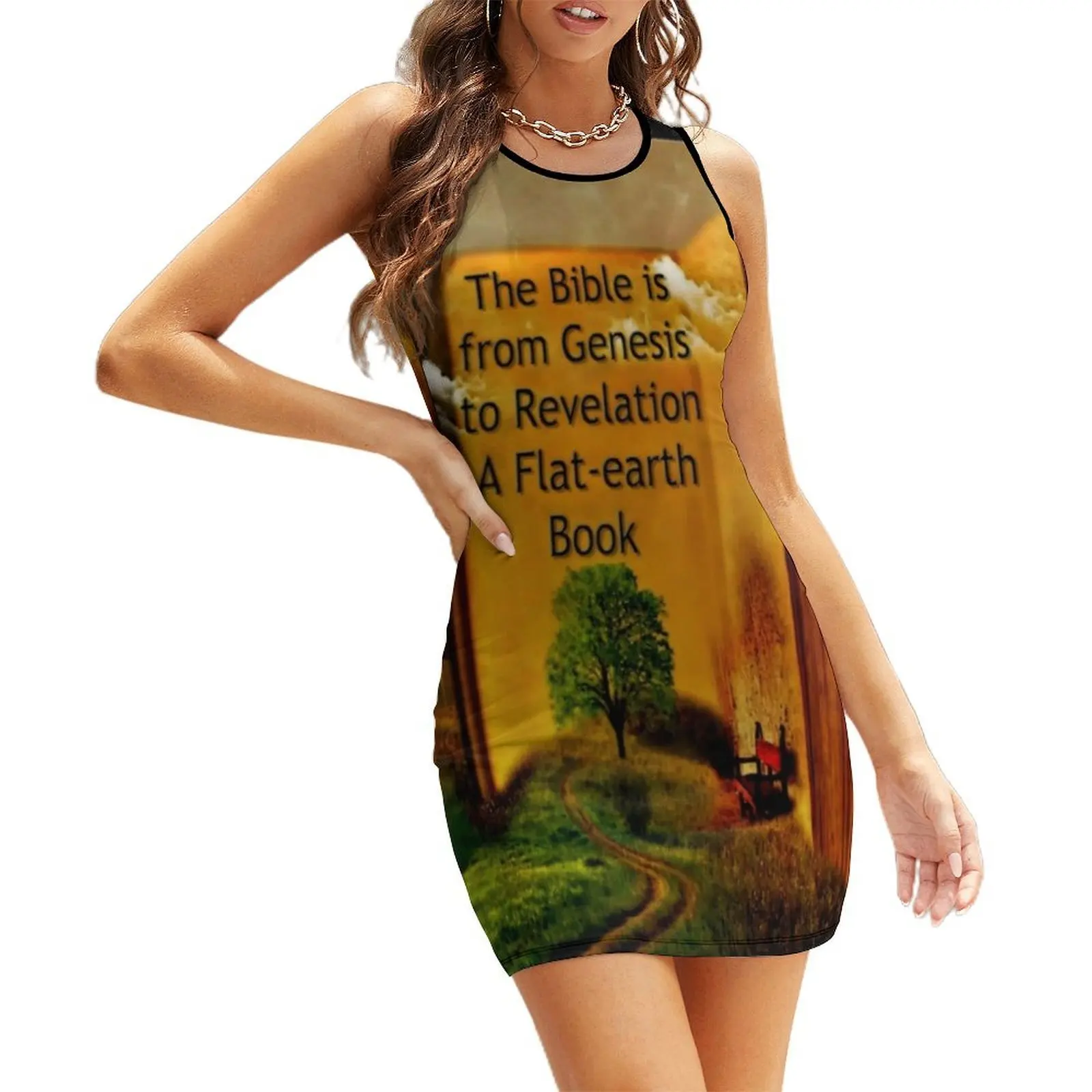 

Flat-Earth Bible The Biblical Flat-earth Flat-earth Book Sleeveless Sundress Dress vintage