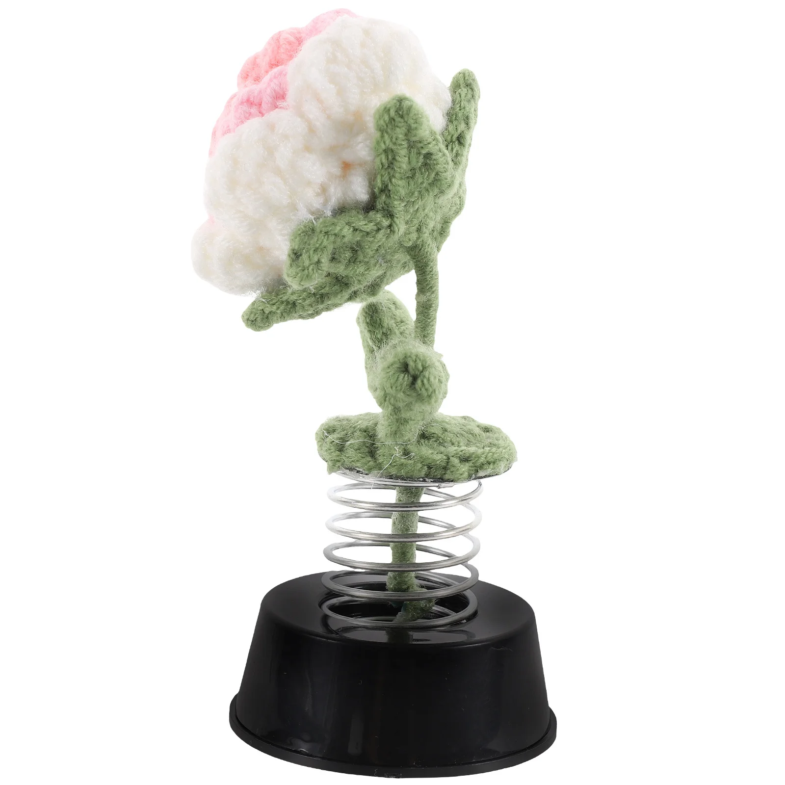 

Potted Handmade Artificial Crochet Flower Knitting Rose Desktop Tabletop Shelf Decor Simulated Green Plant Ornament