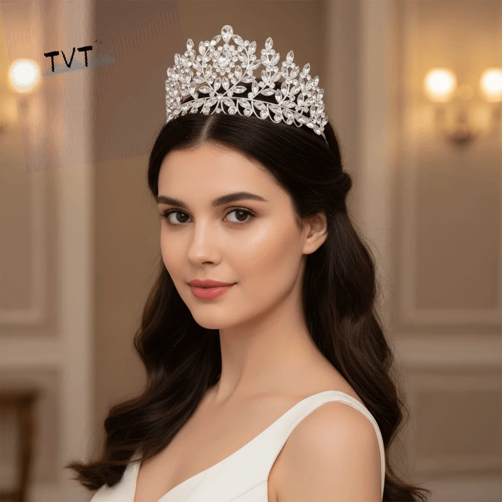 

Simple Rhinestone Baroque Pageant Crowns Big Alloy Queen Princess Tiara Headpieces Hair Jewelry Bridal Crowns Hair Accessories