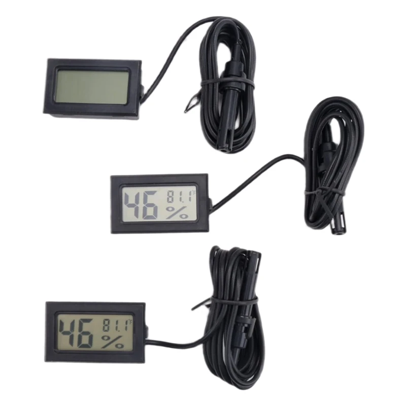 ABDE-Digital Thermometer Hygrometer With Probe Indoor Temperature Humidity Meter Hygrometer Gauge For Incubator Reptile Plant