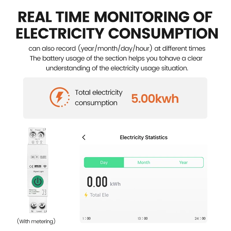 63A TUYA قطاع دارة ذكي أكثر من تحت الجهد حامي التحكم عن بعد حالة التتابع متعدد الوظائف متر مراقبة الطاقة #5