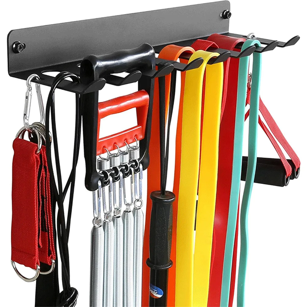 

Multi-Purpose Barbell Rack Wall Mount Heavy Duty Gym Rack Resistance Bands Rack for Exercise Bands Lifting Belts and Jump Ropes