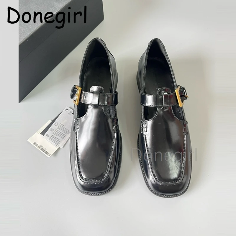 Donegirl 2024 Genuine Leather Shoes Women Fashion Ladies Commuter Casual Buckle Flat Shoes Women