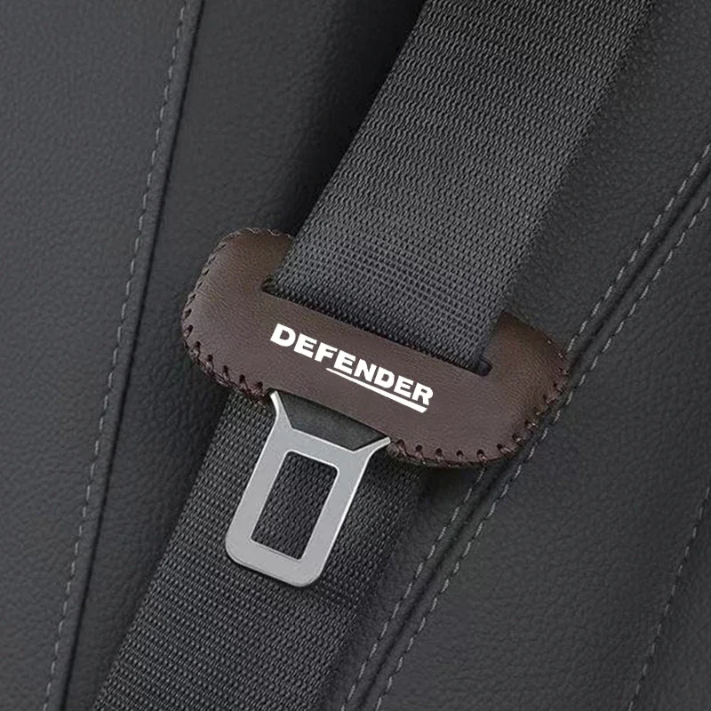 2pcs PU Leather Car Seat Belt Buckle Clip Cover Protector Anti-Scratch Case For Land Rover Defender