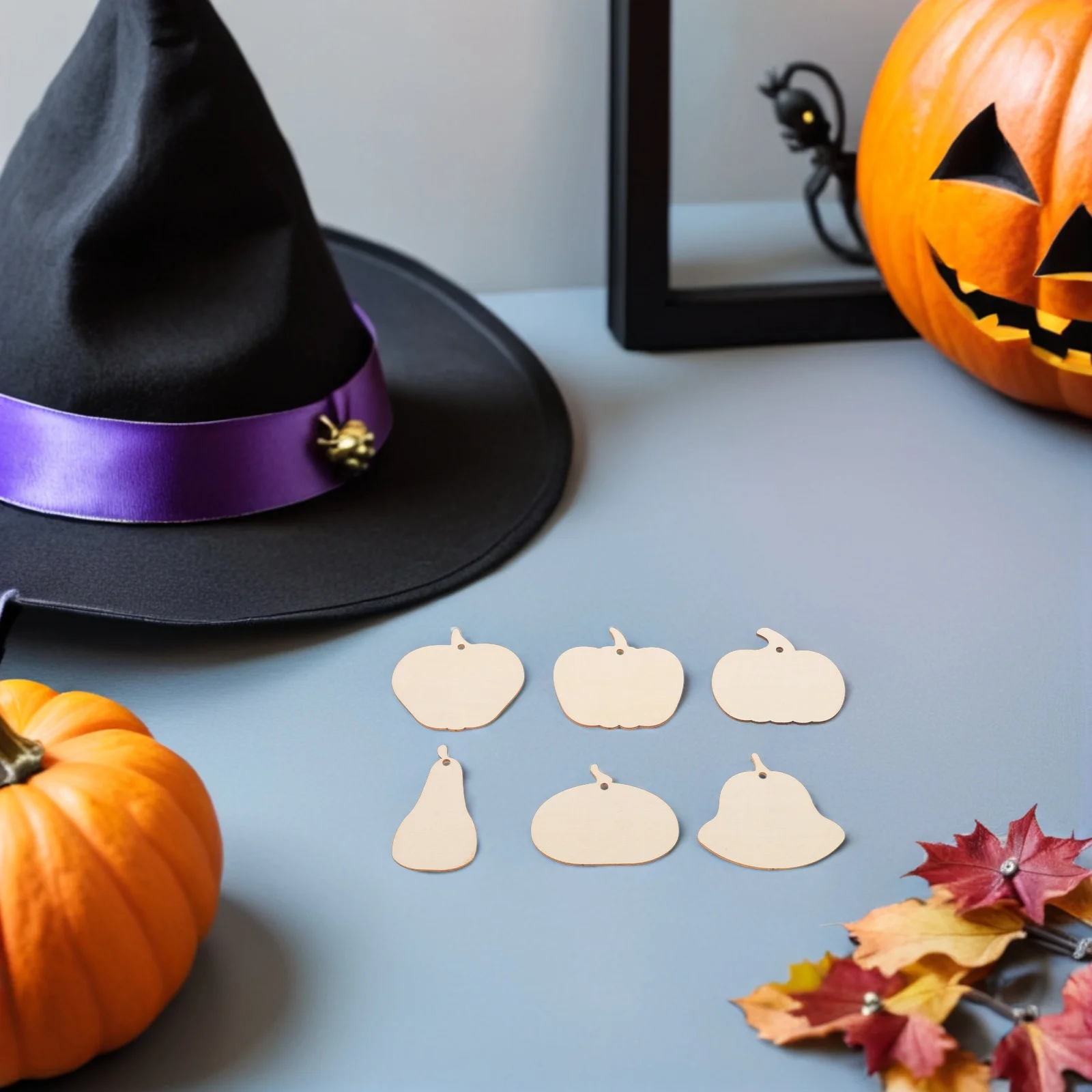 

36 PCS Wooden Pumpkin Slices Blank Pumpkins Paper Cut Autumn Harvest Ornaments Hemp Rope Fall Themed Cutouts