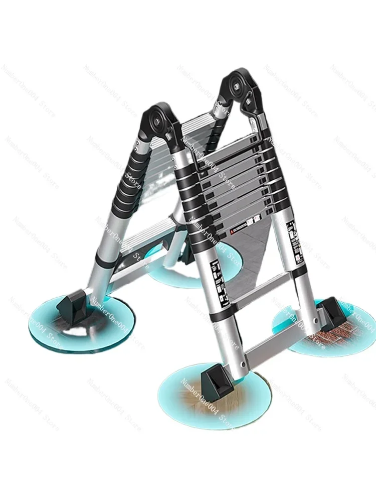 Lifting Engineering Ladder Aluminum Alloy Portable Home Trestle Ladder Multi-Functional Stainless Steel Folding Ladder