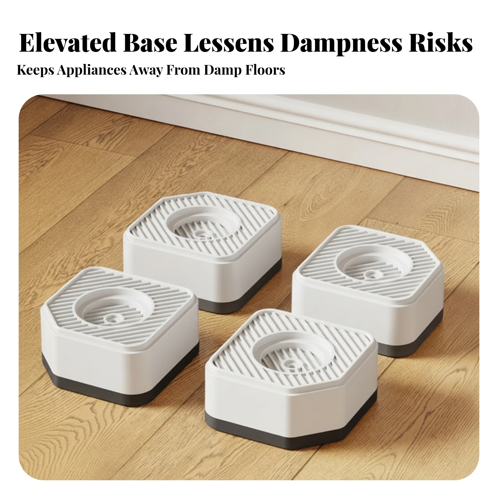 4 Pieces Molded Plastic Household Accessory Quiet Base Anti-Slip Foot Pad Appliance Support Pad Ribbed Surface view 2