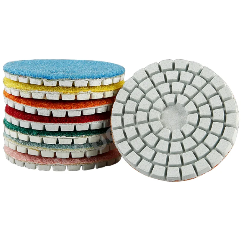 

7Pcs 2 inch 55mm Diamond Water Grinding Disc Polishing Pads Marble Granite Stone Small Polish Pad Sanding Disc with Backer Pads