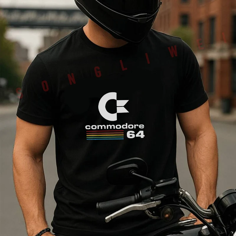 

Commodore 64 Graphic Retro Motorcyclecotton T-Shirt Moto Fans New Fashion Summer Men Short Sleeve O-Neck T Shirt Tees