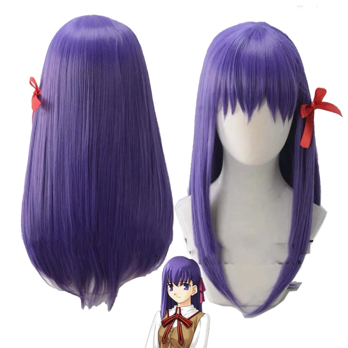 

Anime Fate/stay night Matou Sakura Cosplay Long Purple Heat Resistant Synthetic Wig