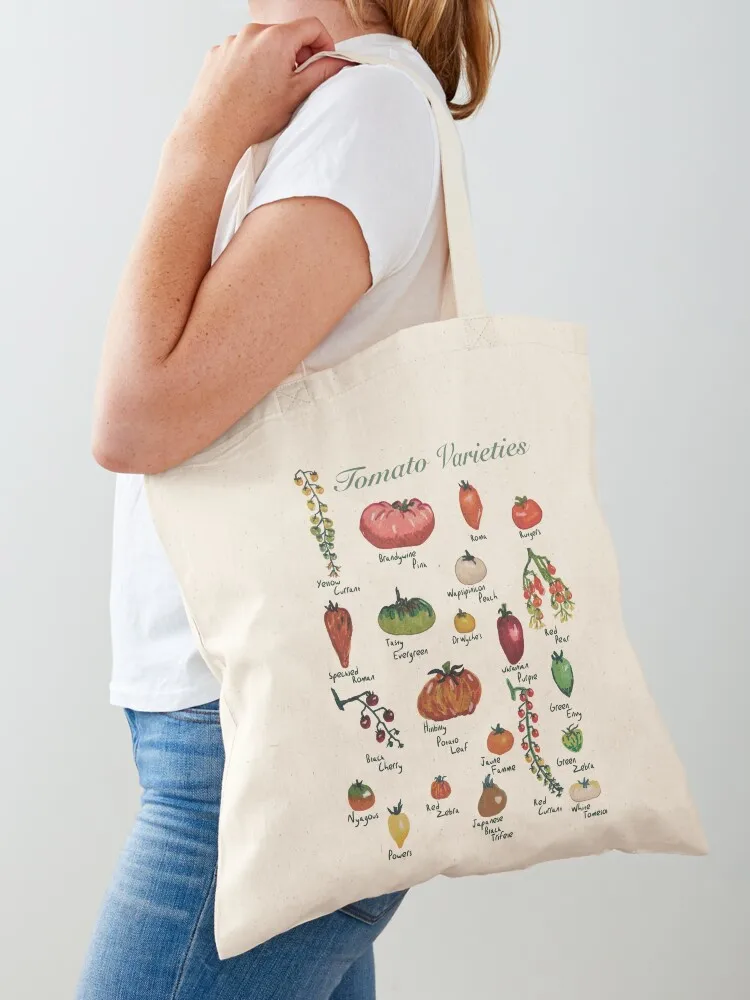 

Tomato Varieties Spread Tote Bag reusable grocery bags handbag Women's shopping bag large tote bag
