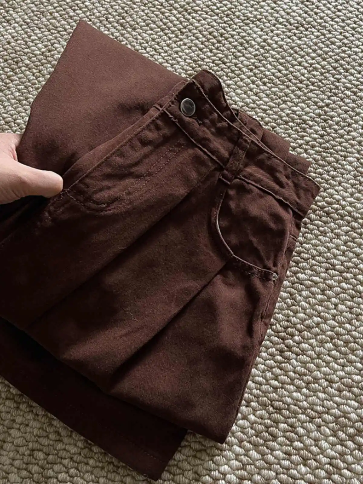 

Deep Coffee High Waist Jeans Women Solid Color Versatile Wide Leg Straight Pants American Style Denim Pant Female