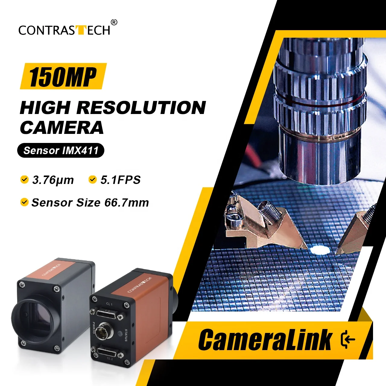 Large Format 150MP 5fps CameraLink IMX411 12 Bits Industrial High Resolution Camera for 3D Vision Applications