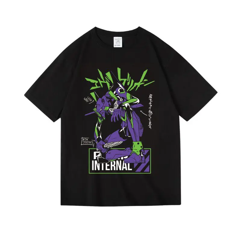 Neon Genesis Evangelion 2026 Summer Unisex Black T - Shirt Front Eva - 01 Graphic Anime Streetwear Casual Wear Otaku Gift