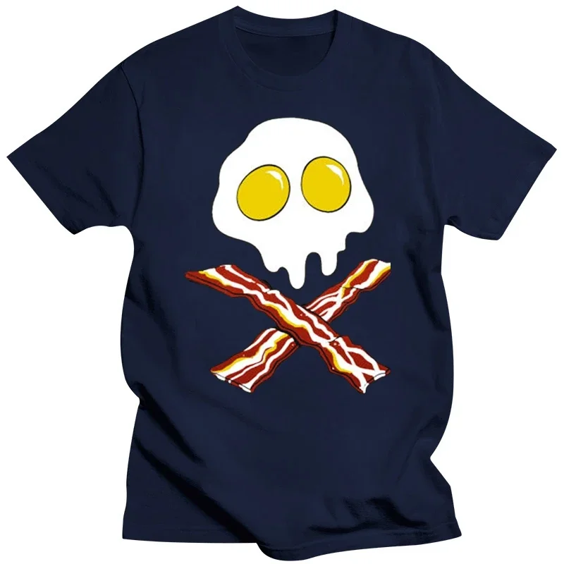 New fashion Bacon And Eggs  Jolly Rodger Style New Funny Black Mens Novelty T-Shirt For Youth Middle-Age The Elder Shirt